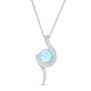 Thumbnail Image 1 of Previously Owned - 7.0mm Lab-Created Blue Opal and White Sapphire Swirl Pendant in Sterling Silver