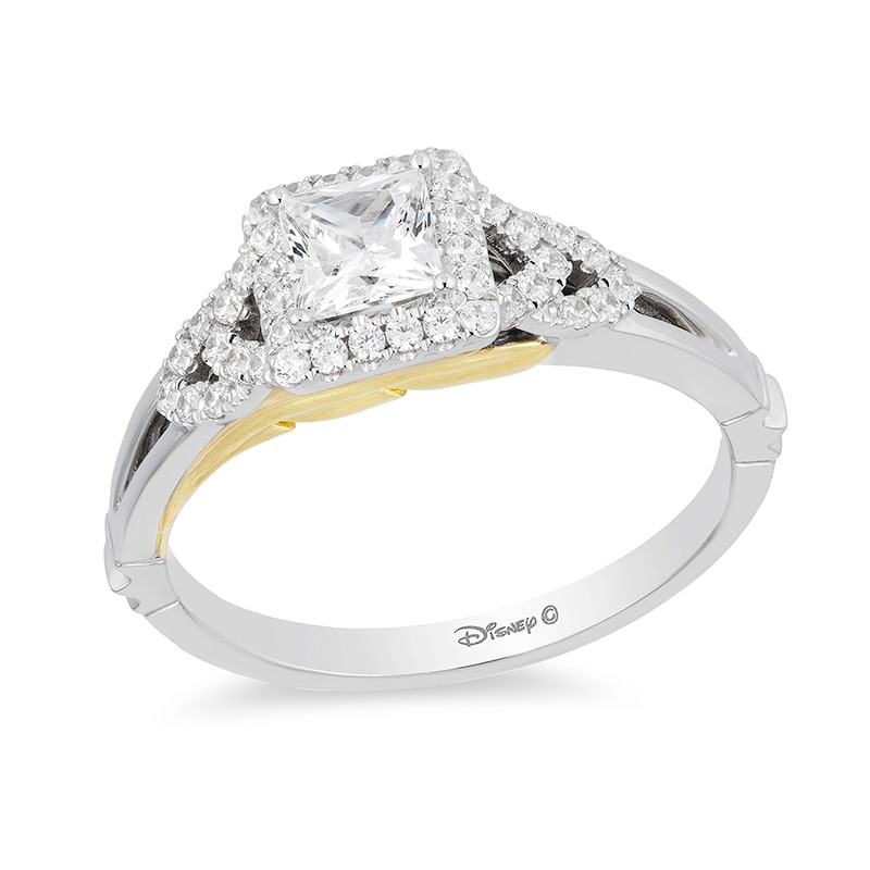 Previously Owned - Enchanted Disney Pocahontas 0.69 CT. T.W. Princess-Cut Diamond Engagement Ring in 14K Two-Tone Gold