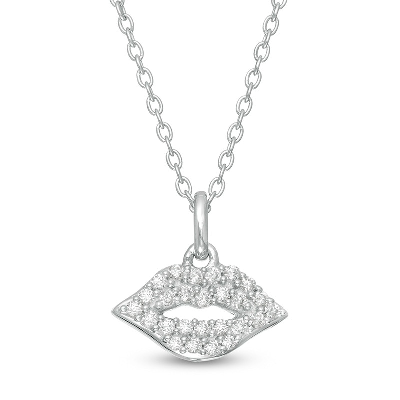 Main Image 1 of Previously Owned - Marilyn Monroe™ Collection 0.13 CT. T.W. Diamond Lips Pendant in Sterling Silver