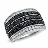 Thumbnail Image 1 of Previously Owned - 2.00 CT. T.W. Enhanced Black and White Diamond Race Track Ring in 10K White Gold