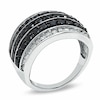 Thumbnail Image 2 of Previously Owned - 2.00 CT. T.W. Enhanced Black and White Diamond Race Track Ring in 10K White Gold