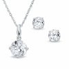 Previously Owned - Lab-Created White Sapphire Stud Earrings and Pendant Set in Sterling Silver