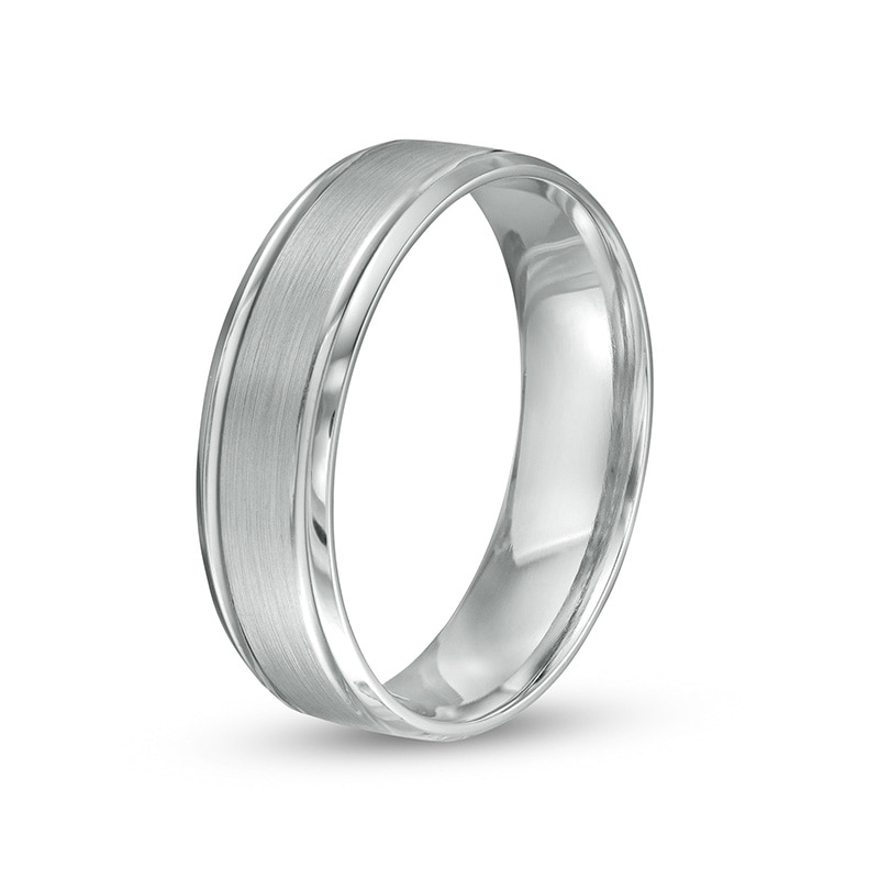 Previously Owned - Men's 6.0mm Brushed Grooved-Edge Wedding Band in Platinum|Peoples Jewellers