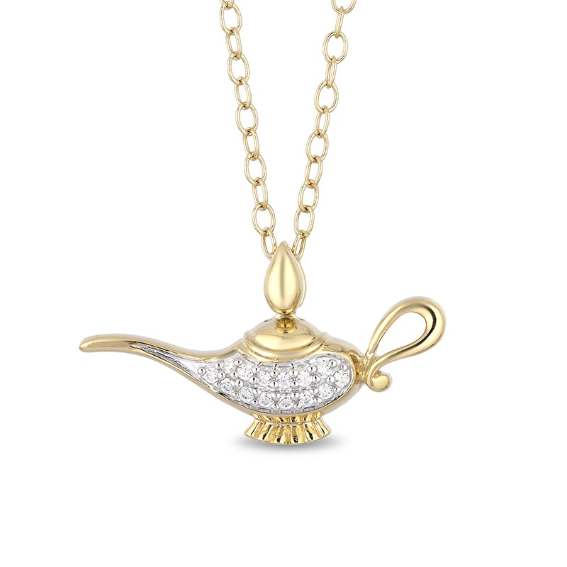 Previously Owned - Enchanted Disney Jasmine Diamond Accent Genie Lamp Pendant in 10K Gold - 19"