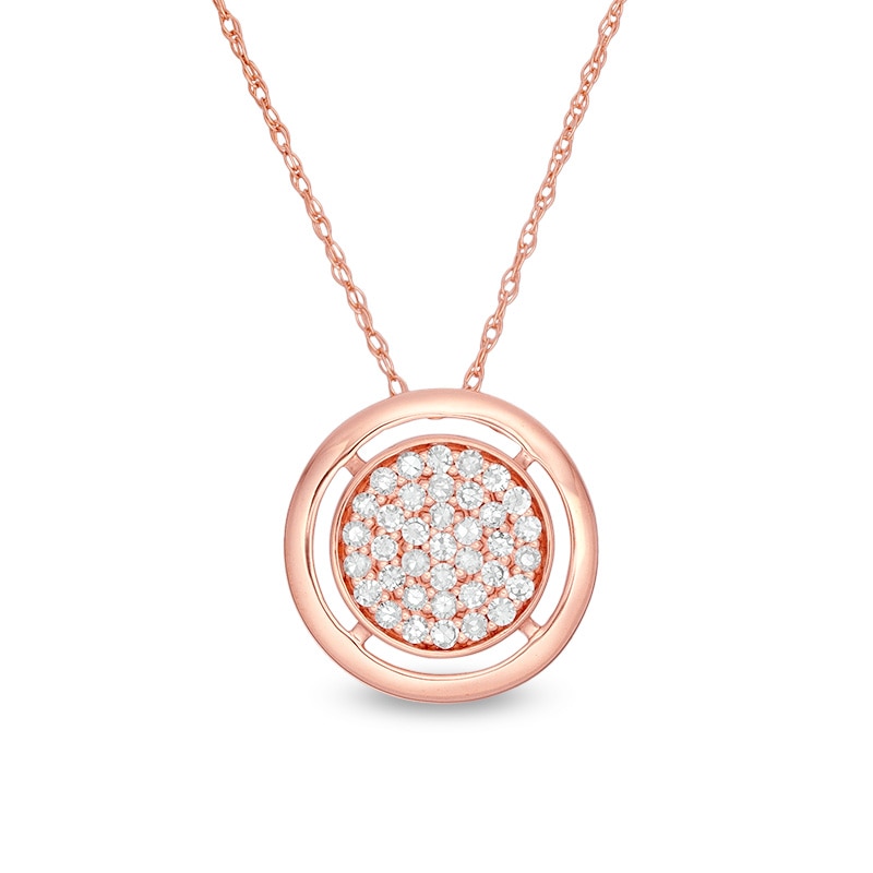 Previously Owned - 0.20 CT. T.W. Composite Diamond Circle Pendant in 10K Rose Gold