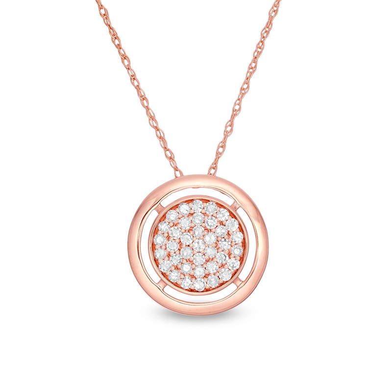 Previously Owned - 0.20 CT. T.W. Composite Diamond Circle Pendant in 10K Rose Gold|Peoples Jewellers