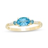 Thumbnail Image 0 of Previously Owned - Sideways Oval Blue Topaz and Diamond Accent Ring in 10K Gold