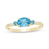 Previously Owned - Sideways Oval Blue Topaz and Diamond Accent Ring in 10K Gold