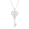 Previously Owned - 0.09 CT. T.W. Diamond "MOM" Heart-Top Key Pendant in Sterling Silver and 10K Rose Gold