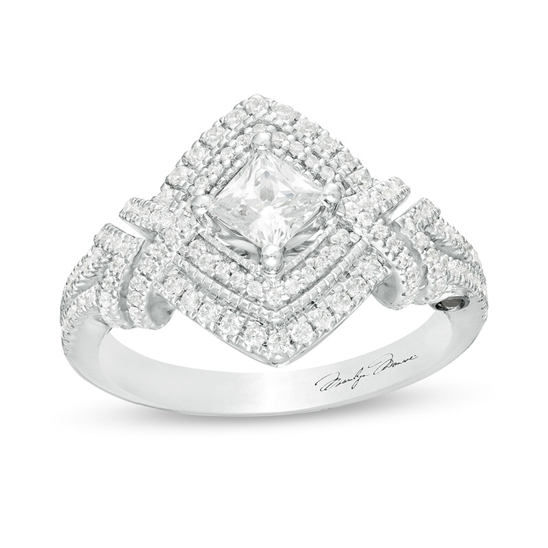 Previously Owned - Marilyn Monroe™ Collection 0.95 CT. T.W. Princess-Cut Diamond Engagement Ring in 14K White Gold