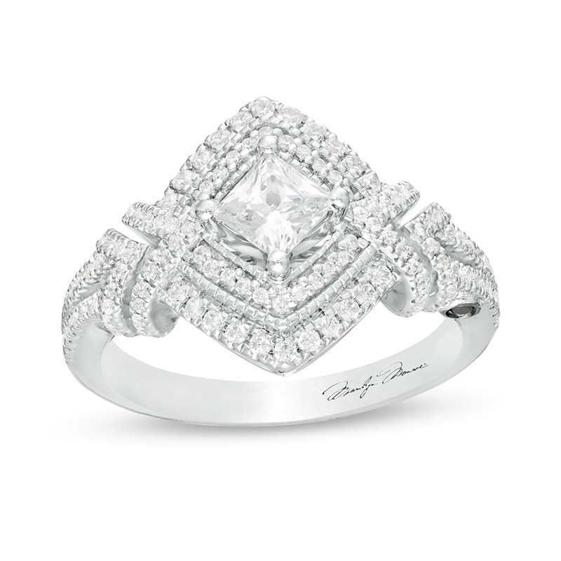 Previously Owned - Marilyn Monroe⢠Collection 0.95 CT. T.W. Princess-Cut Diamond Engagement Ring in 14K White Gold