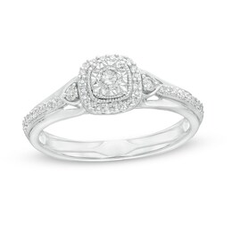 Previously Owned - 0.25 CT. T.W. Diamond Cushion Frame Promise Ring in 10K White Gold