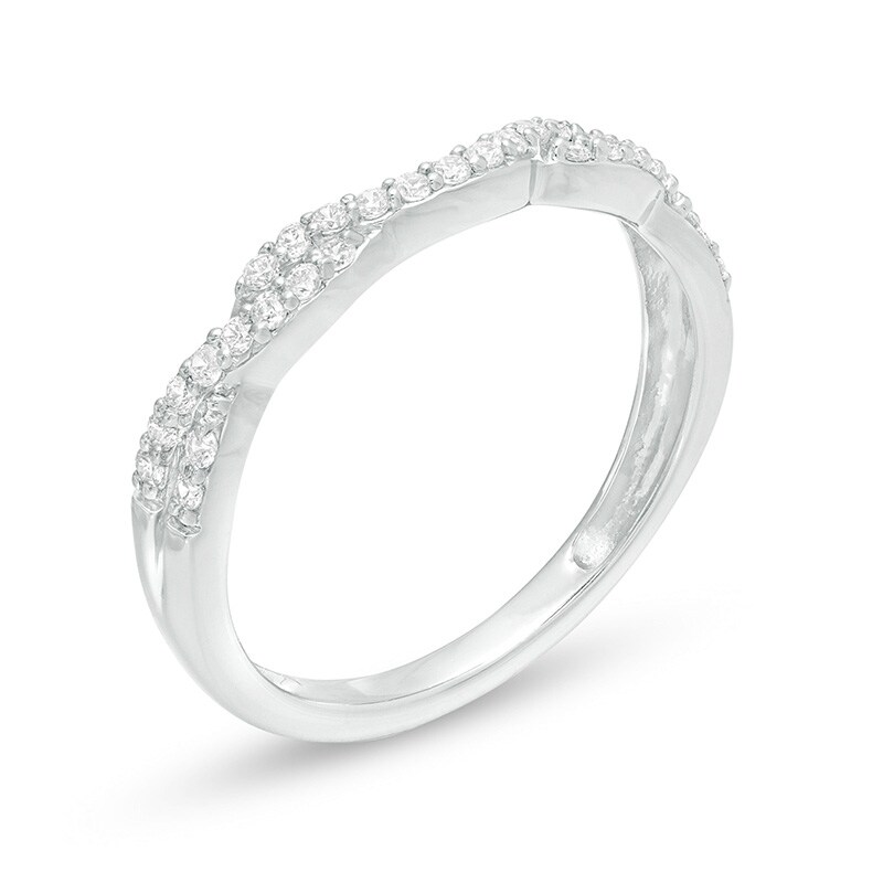 Main Image 2 of Previously Owned - 0.20 CT. T.W. Diamond Twist Contour Anniversary Band in 14K White Gold