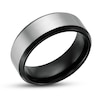 Thumbnail Image 2 of Previously Owned - Men's 8.0mm Brushed Beveled Edge Comfort-Fit Wedding Band in Titanium and Black IP