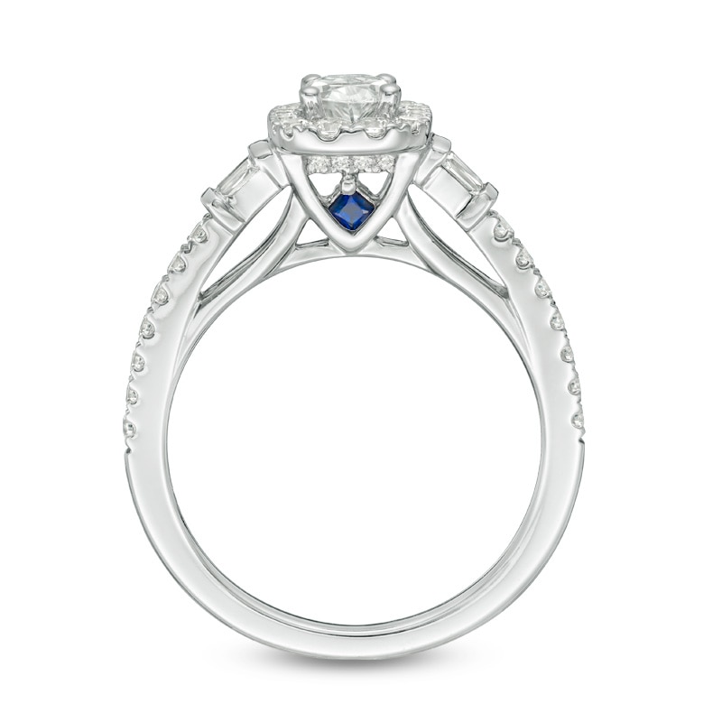 Main Image 3 of Previously Owned - Vera Wang Love Collection 0.95 CT. T.W. Oval Diamond Engagement Ring in 14K White Gold