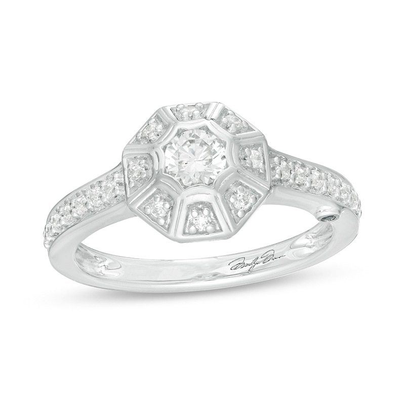 Previously Owned - Marilyn Monroe™ Collection 0.45 CT. T.W. Diamond Octagonal Art Deco Engagement Ring in 14K White Gold