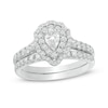 Thumbnail Image 0 of Previously Owned - 1.00 CT. T.W. Pear-Shaped Diamond Scallop Frame Bridal Set in 14K White Gold