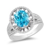 Thumbnail Image 1 of Previously Owned - Enchanted Disney Aladdin Oval Swiss Blue Topaz and 0.23 CT. T.W. Diamond Ring in Sterling Silver