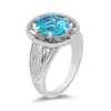 Thumbnail Image 1 of Previously Owned - Enchanted Disney Aladdin Oval Swiss Blue Topaz and 0.23 CT. T.W. Diamond Ring in Sterling Silver