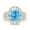Thumbnail Image 4 of Previously Owned - Enchanted Disney Aladdin Oval Swiss Blue Topaz and 0.23 CT. T.W. Diamond Ring in Sterling Silver