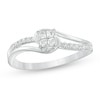 Thumbnail Image 0 of Previously Owned - 0.18 CT T.W. Quad Princess-Cut Diamond Swirl Promise Ring in 10K White Gold