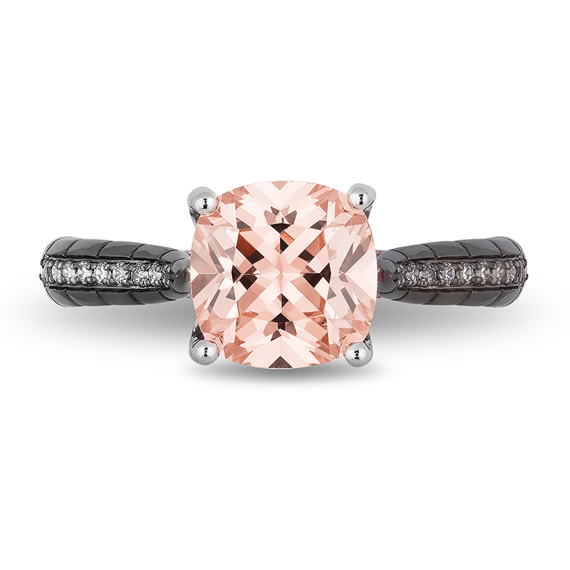 Previously Owned - Enchanted Disney Villains Maleficent 8.0mm Morganite and 0.145 CT. TW. Diamond Engagement Ring