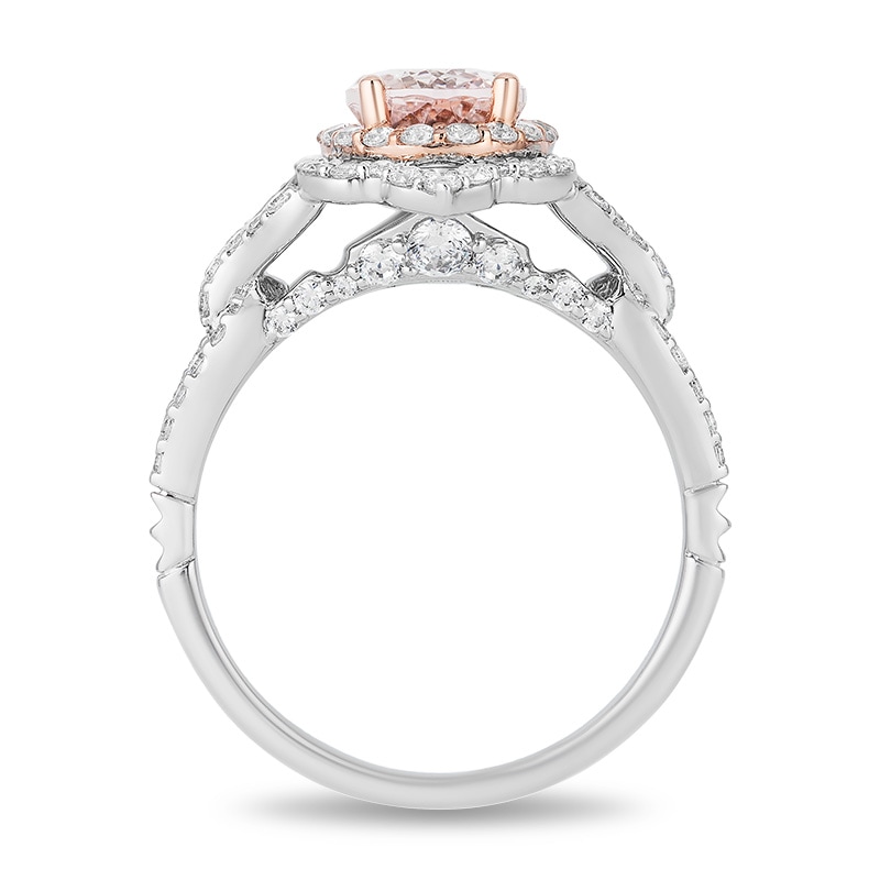 Previously Owned - Enchanted Disney Aurora Morganite and 0.69 CT. T.W. Diamond Engagement Ring in 14K Two-Tone Gold