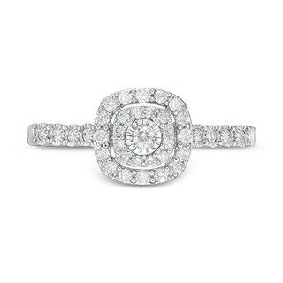 Previously Owned - 0.25 CT. T.W. Diamond Double Cushion Frame Promise Ring in 10K White Gold