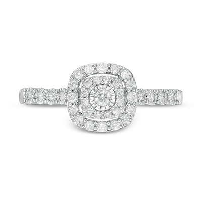 Previously Owned - 0.25 CT. T.W. Diamond Double Cushion Frame Promise Ring in 10K White Gold