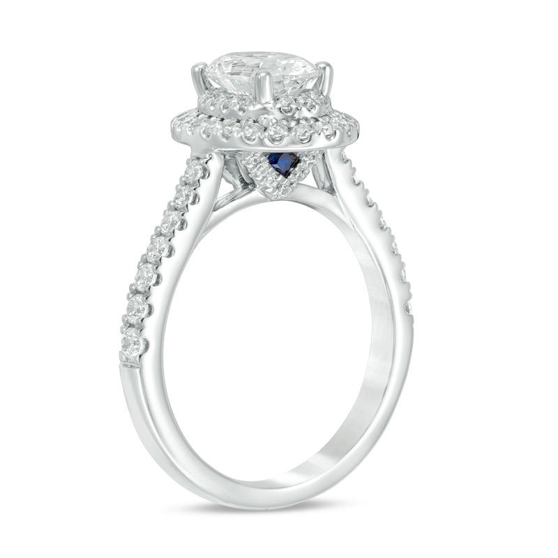 Main Image 2 of Previously Owned - Vera Wang Love Collection 1.58 CT. T.W. Oval Diamond Frame Engagement Ring in 14K White Gold