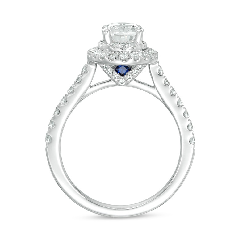 Main Image 3 of Previously Owned - Vera Wang Love Collection 1.58 CT. T.W. Oval Diamond Frame Engagement Ring in 14K White Gold