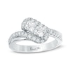 Thumbnail Image 1 of Previously Owned - Ever Us™ 1.00 CT. T.W. Two-Stone Princess-Cut Diamond Tilted Bypass Frame Ring in 14K White Gold