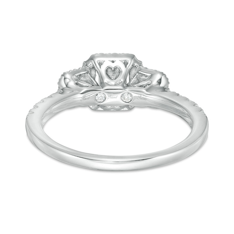 Previously Owned - 0.75 CT. T.W. Princess-Cut Diamond Past Present Future® Frame Engagement Ring in 14K White Gold