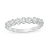 Thumbnail Image 0 of Previously Owned - 0.09 CT. T.W. Diamond Hexagon Frame Wedding Band in 10K White Gold