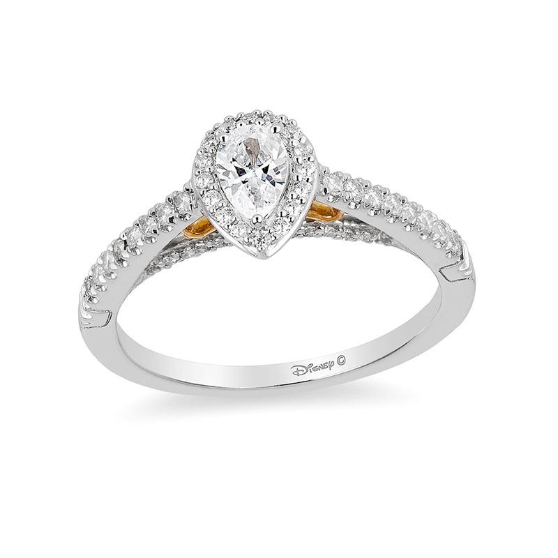 Previously Owned Enchanted Disney Merida 0.50 CT. T.W. Pear-Shaped Diamond Frame Engagement Ring in 14K Two-Tone Gold