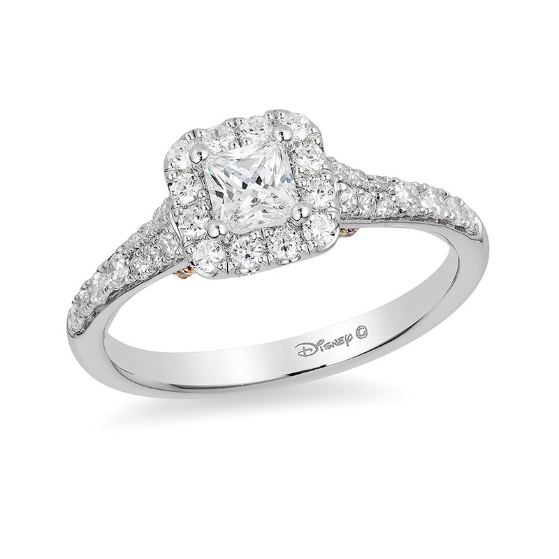 Main Image 1 of Previously Owned - Enchanted Disney Tinker Bell 0.75 CT. T.W. Princess-Cut Diamond Frame Ring in 14K White Gold