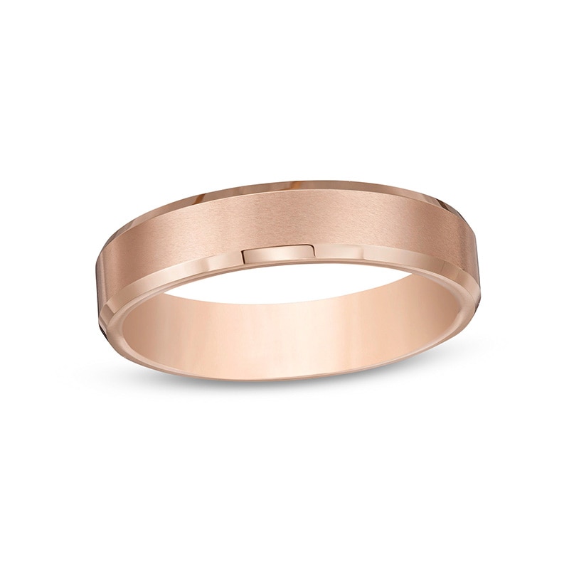 Previously Owned - Men's 5.0mm Bevelled Edge Wedding Band in Rose Tungsten Carbide