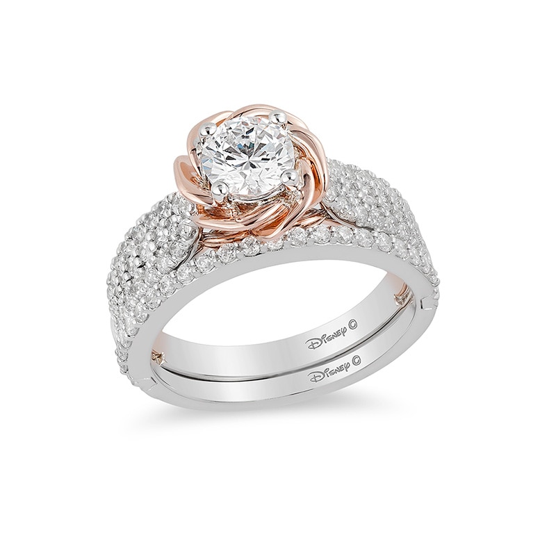 Previously Owned - Enchanted Disney Belle 1.25 CT. T.W. Diamond Rose Frame Engagement Ring in 14K Two-Tone Gold