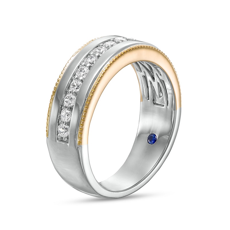 Main Image 3 of Previously Owned - Vera Wang Men's 0.58 CT. T.W. Diamond Vintage-Style Wedding Band in 14K Two-Tone Gold