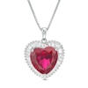 Previously Owned - 12.0mm Heart-Shaped Lab-Created Ruby and White Sapphire Frame Pendant in Sterling Silver