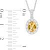 Previously Owned - Oval Citrine and Lab-Created White Sapphire Frame Vintage-Style Pendant in Sterling Silver