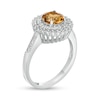 Thumbnail Image 2 of Previously Owned - 6.5mm Citrine and Lab-Created White Sapphire Double Frame Ring in Sterling Silver