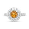 Thumbnail Image 3 of Previously Owned - 6.5mm Citrine and Lab-Created White Sapphire Double Frame Ring in Sterling Silver