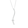 Thumbnail Image 1 of Previously Owned - Marilyn Monroe™ Collection 0.15 CT. Diamond Solitaire Linear Ribbon Pendant in Sterling Silver