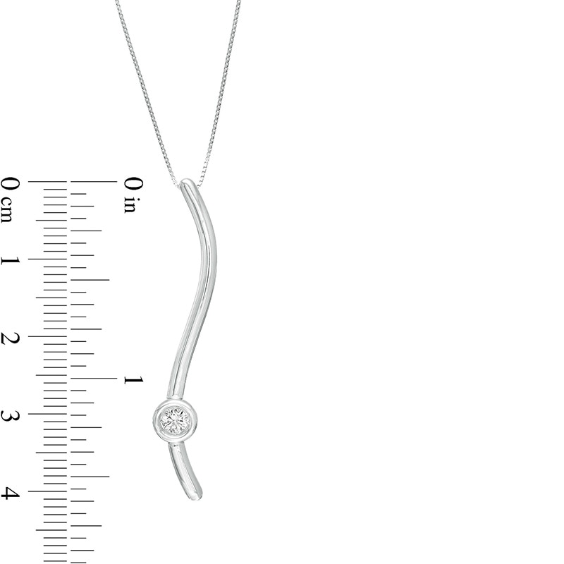 Main Image 2 of Previously Owned - Marilyn Monroe™ Collection 0.15 CT. Diamond Solitaire Linear Ribbon Pendant in Sterling Silver