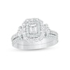 Thumbnail Image 1 of Previously Owned - 0.70 CT. T.W. Emerald-Cut Diamond Vintage-Style Bridal Set in 14K White Gold