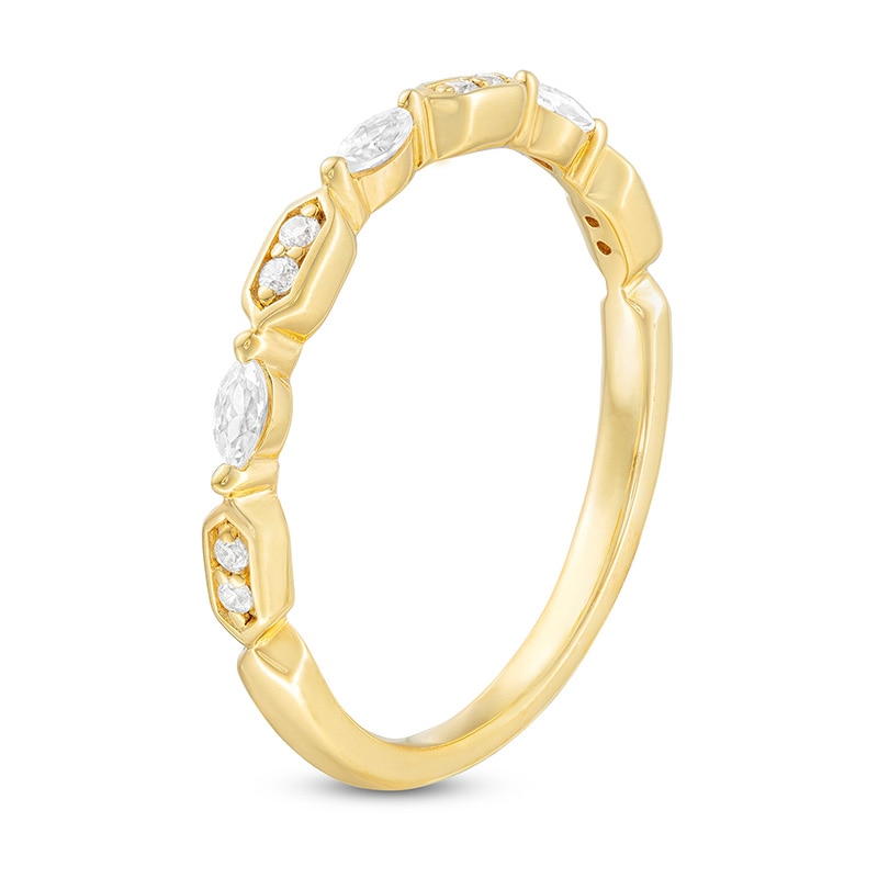 Previously Owned - 0.18 CT. T.W. Marquise and Round Diamond Alternating Anniversary Band in 10K Gold