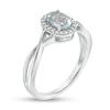 Thumbnail Image 2 of Previously Owned - Oval Aquamarine and 0.08 CT. T.W. Diamond Frame Twist Shank Ring in 10K White Gold