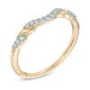 Thumbnail Image 1 of Previously Owned - 0.12 CT. T.W. Diamond Ribbon Wrapped Contour Wedding Band in 14K Gold