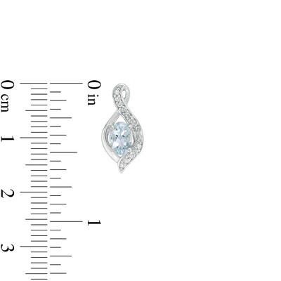Previously Owned - Oval Aquamarine and Lab-Created White Sapphire Flame Pendant and Drop Earrings Set in Sterling Silver